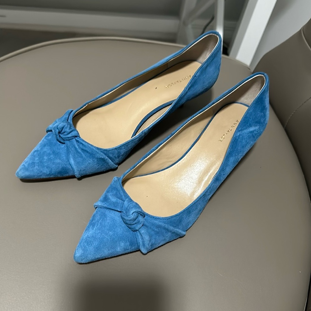 Ann Taylor Blue Suede Kitten Heels Size 8